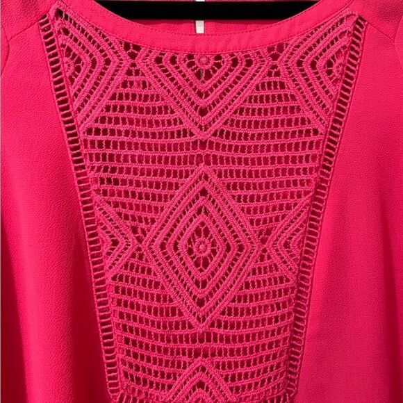 ANTHROPOLOGIE MEADOW RUE Anele Blouse Flutter Short Sleeve Top Lace Red Medium - Picture 3 of 6